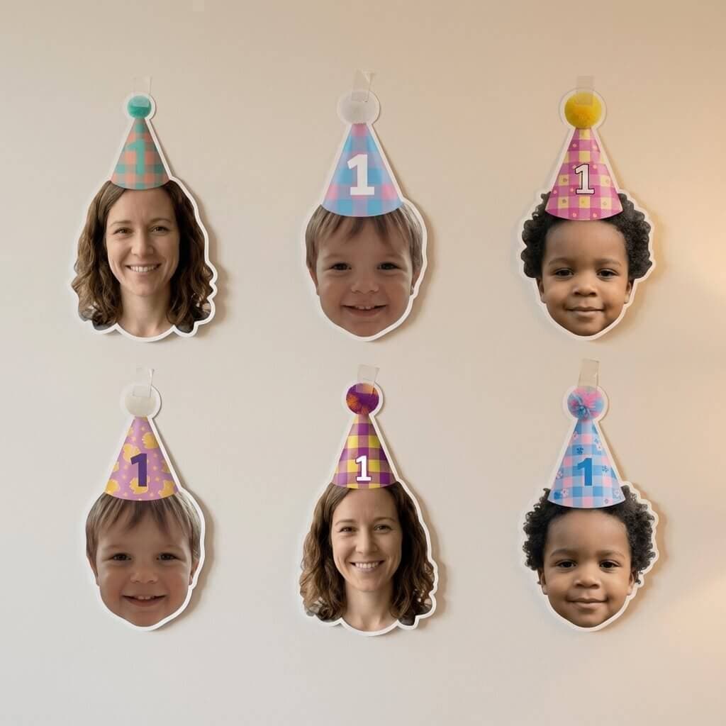 Toppers imprimibles usados como decoración de pared