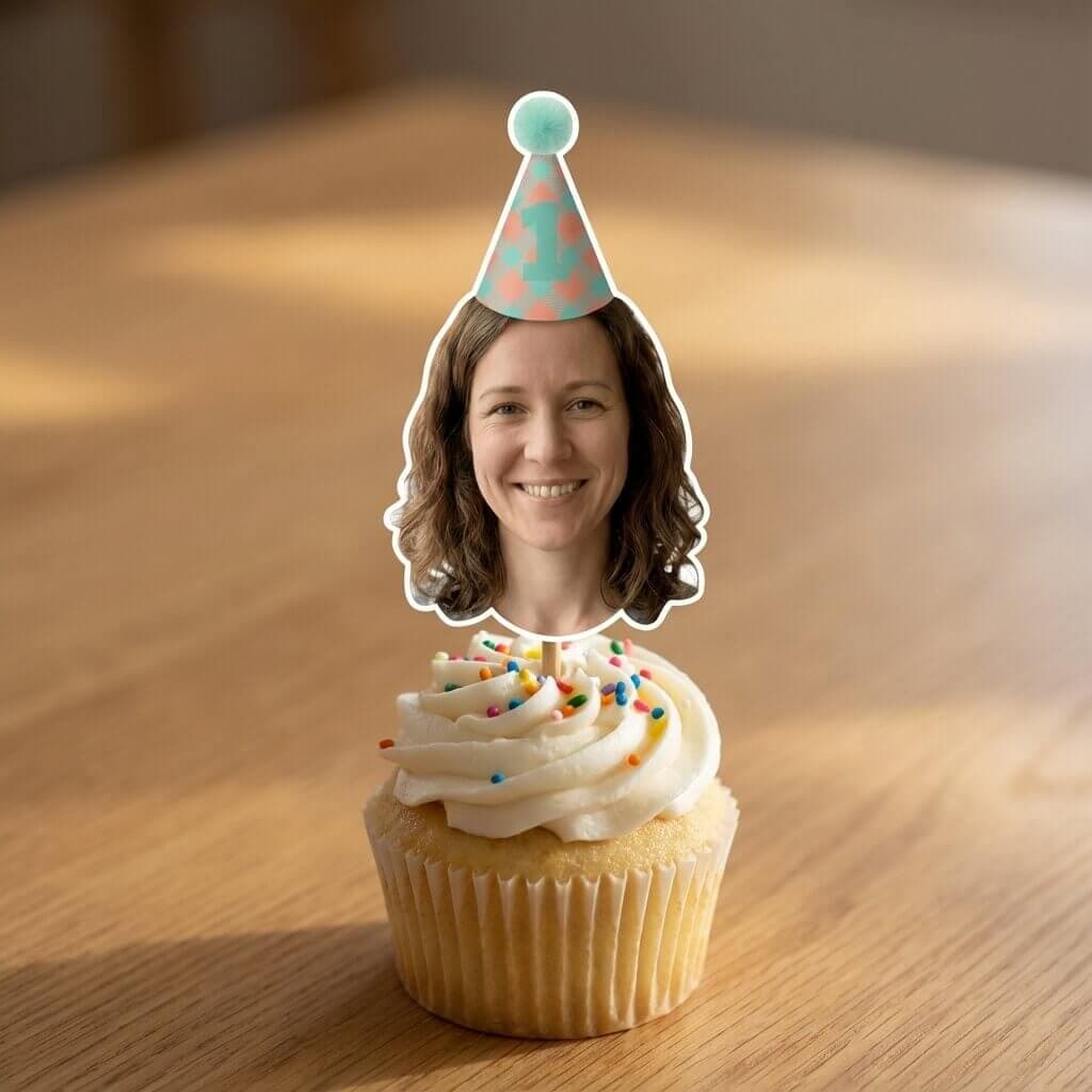 Ejemplo de cake toppers Party Pops en un pastel de cumpleaños