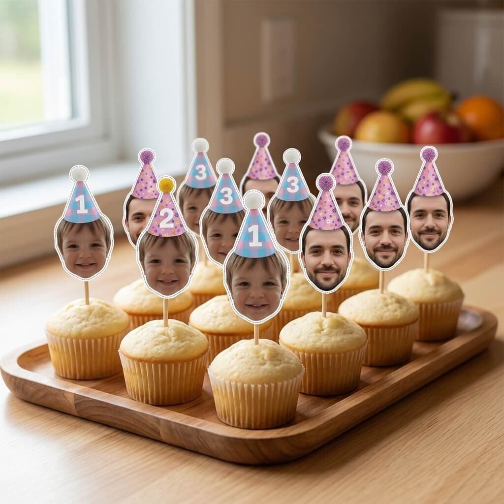 Toppers para cupcakes con caras